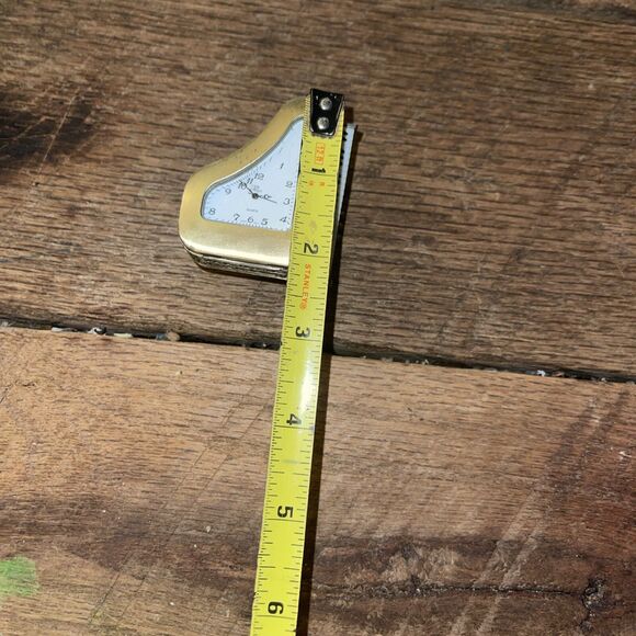 Vintage Platinum Brass Piano Clock-Very Good - Picture 6 of 6